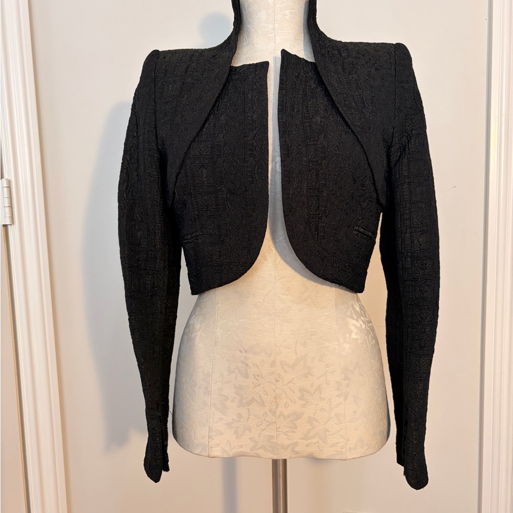 Zac Posen Couture Black Bolero Cropped Jacket